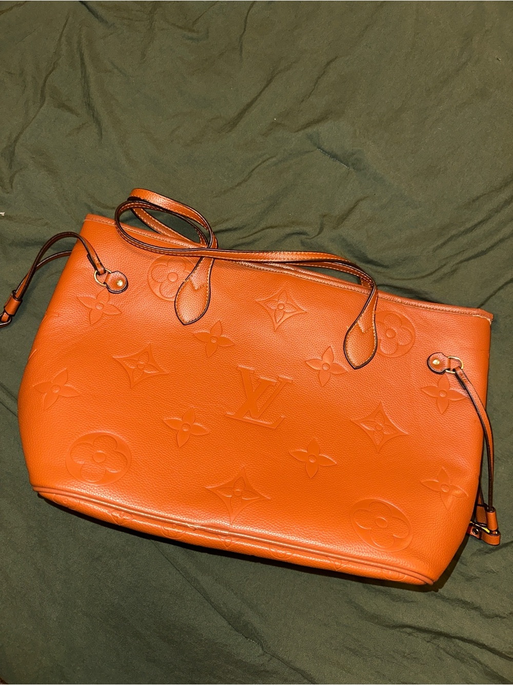 LV brownish orange Embossed Monogram Leather Tote